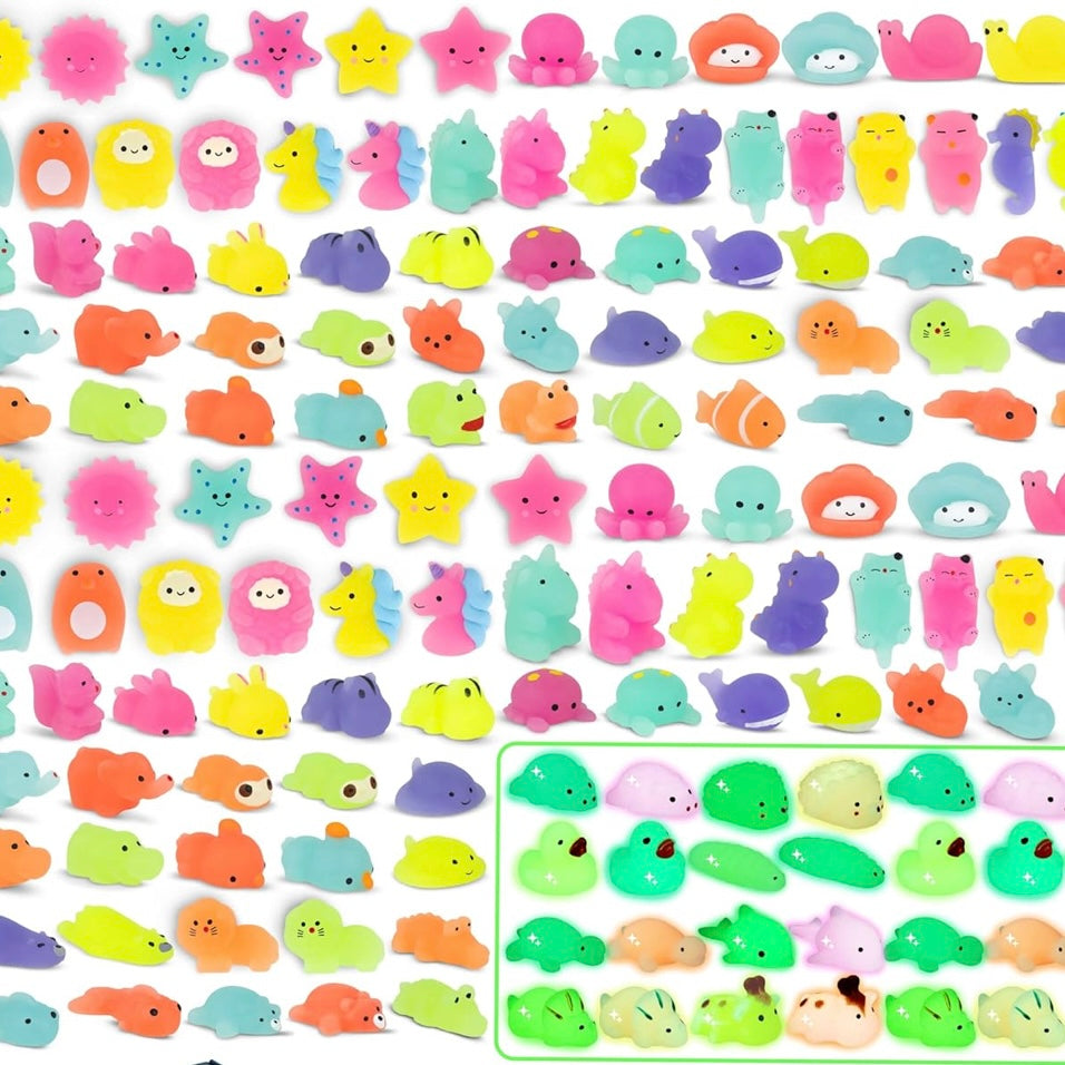 Lot de 10 Squishy animaux ￼Mystère fluorescent