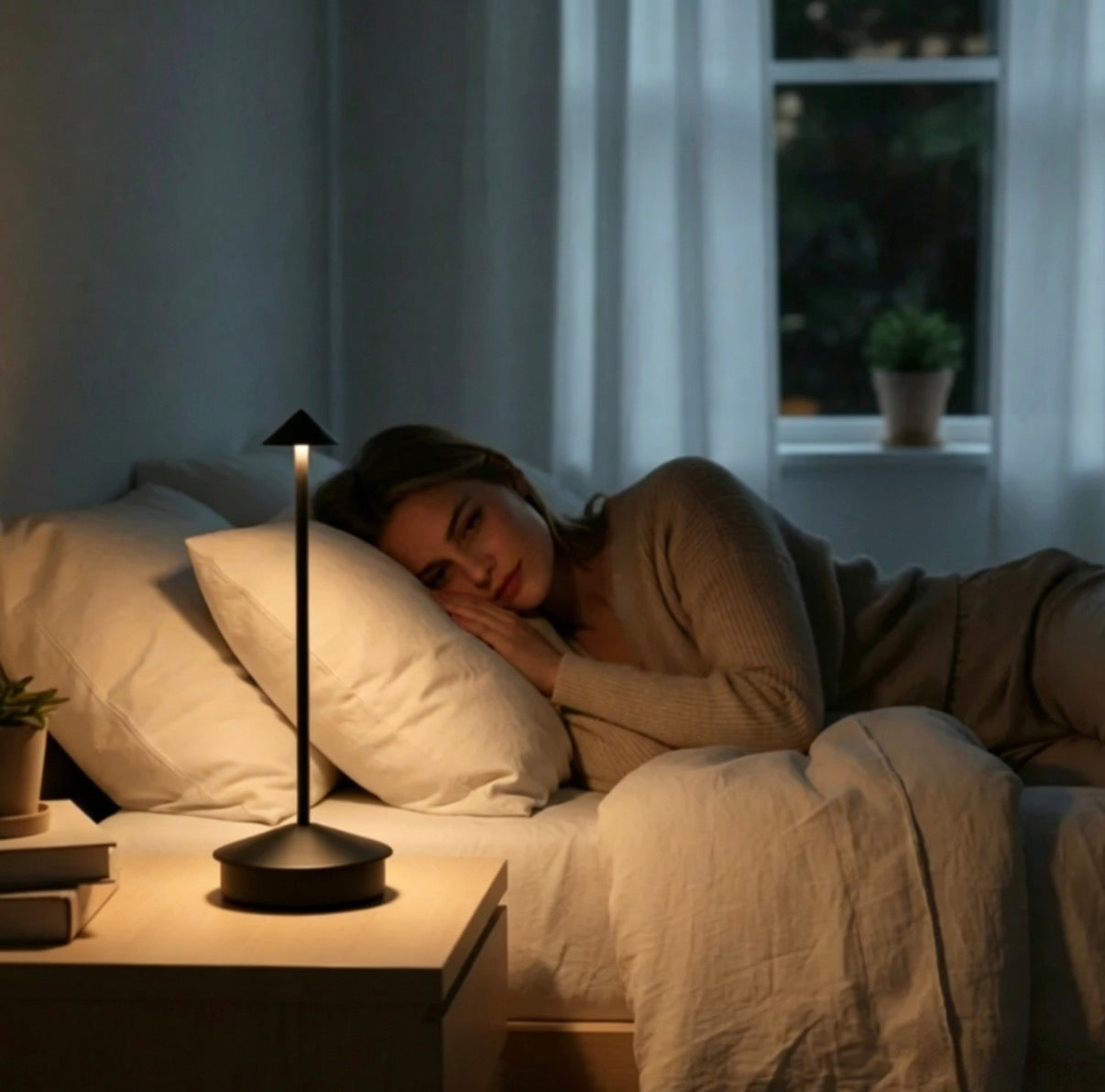 Lampe de table rechargeable sans fil avec commandes tactiles, intérieure et extérieure, fonction d'éclairage réglable, 3000-6000 K, hauteur 29 cm, couleur noire et blanche