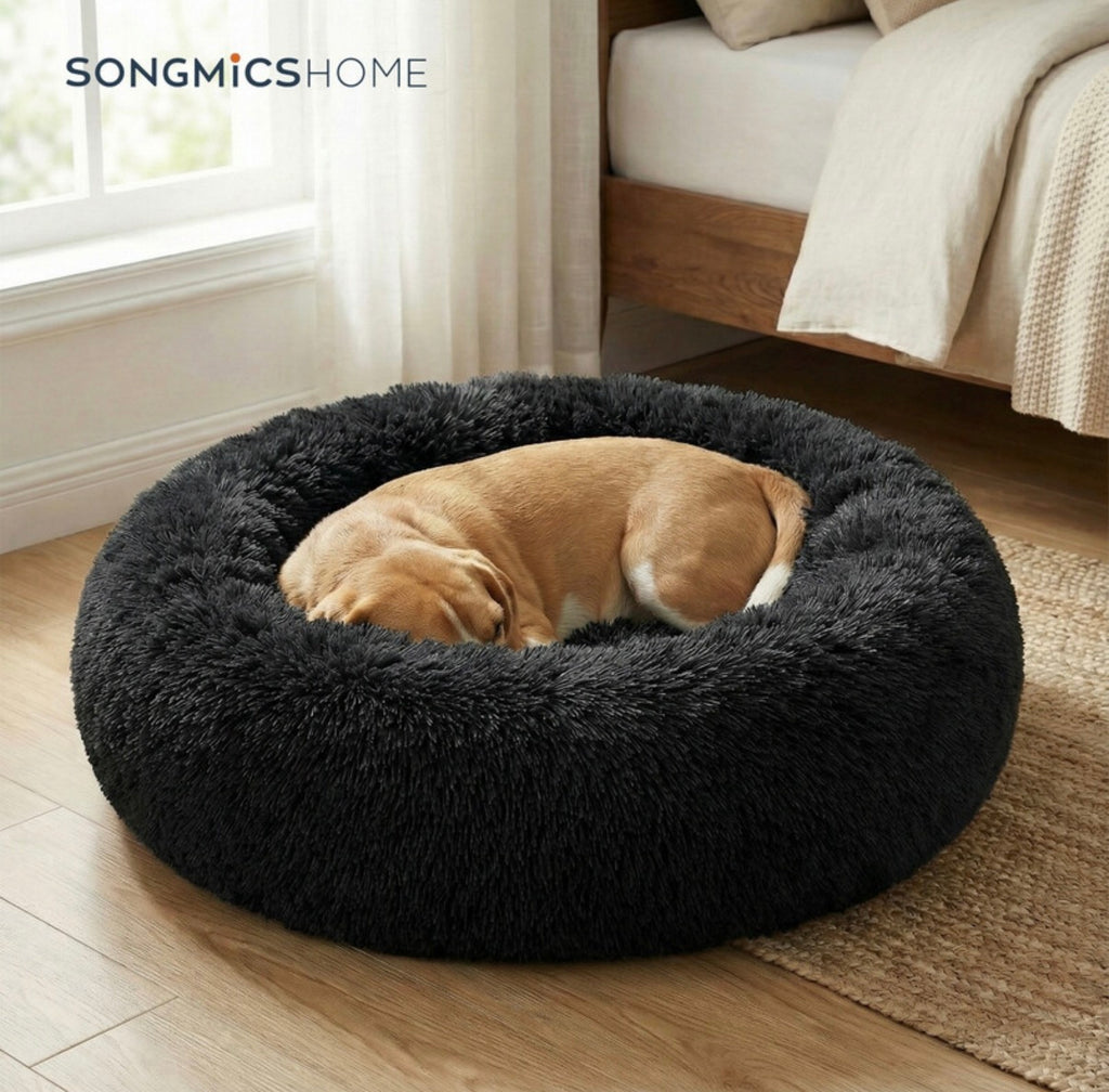 Panier rond pour chien et chat, noir