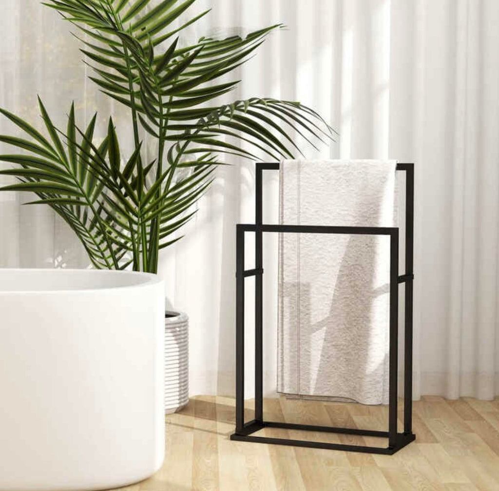 Porte-serviettes en métal noir, double ou triple