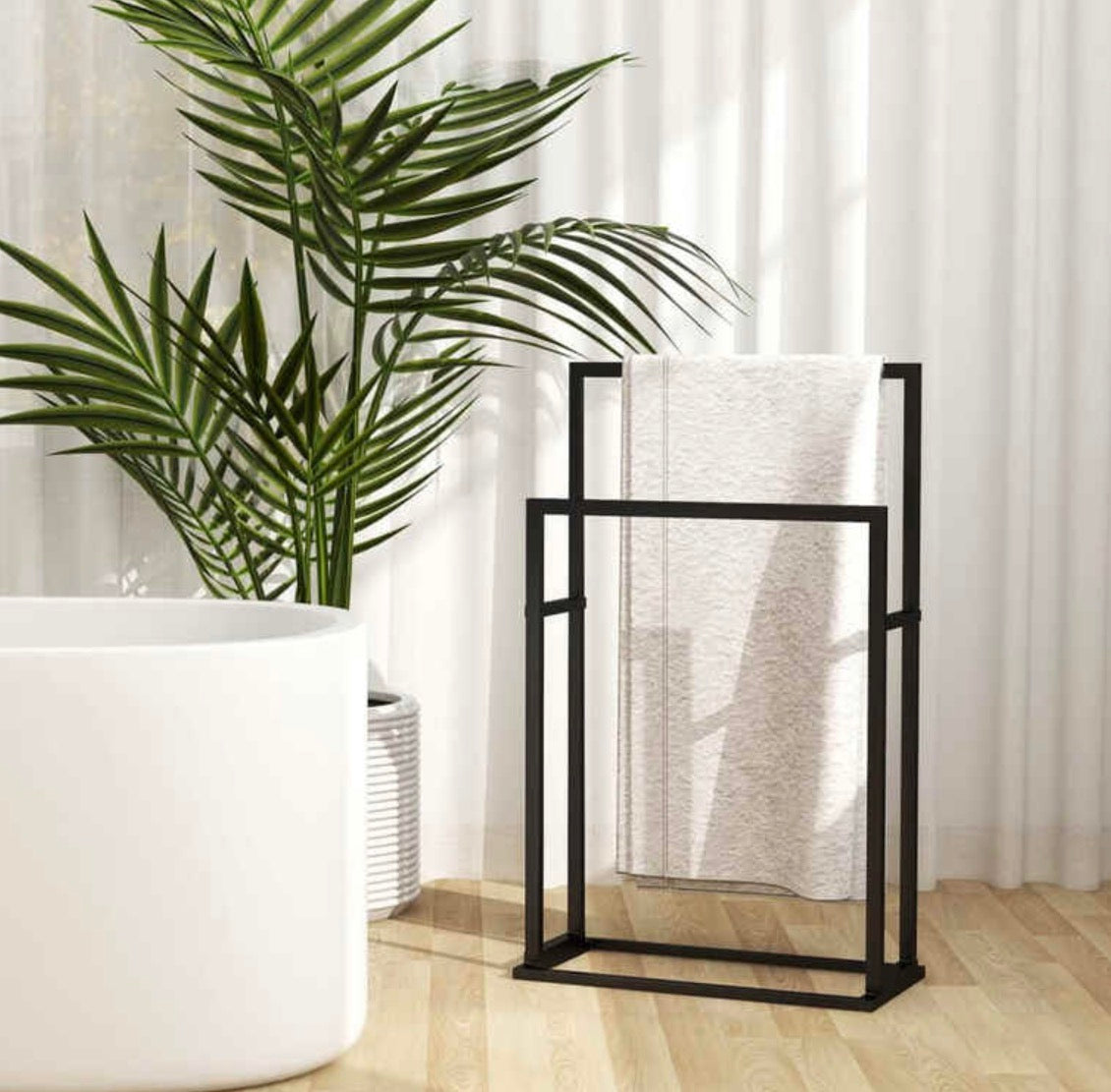 Porte-serviettes en métal noir, double ou triple