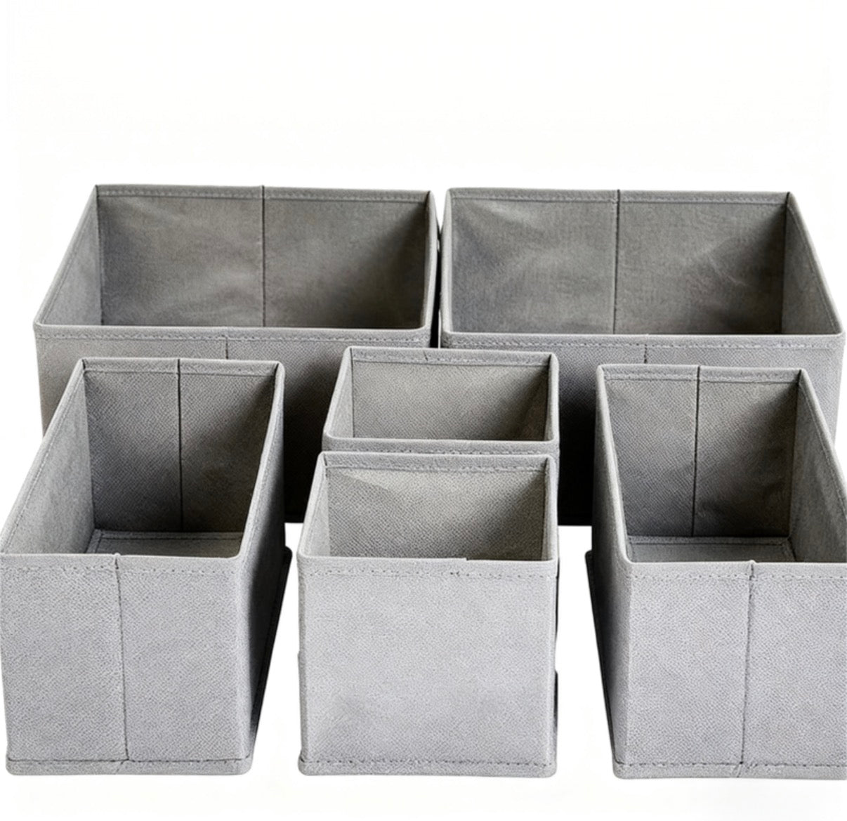 Organisateurs de tiroir en tissu pour chaussettes et sous-vêtements, lot de 6, gris