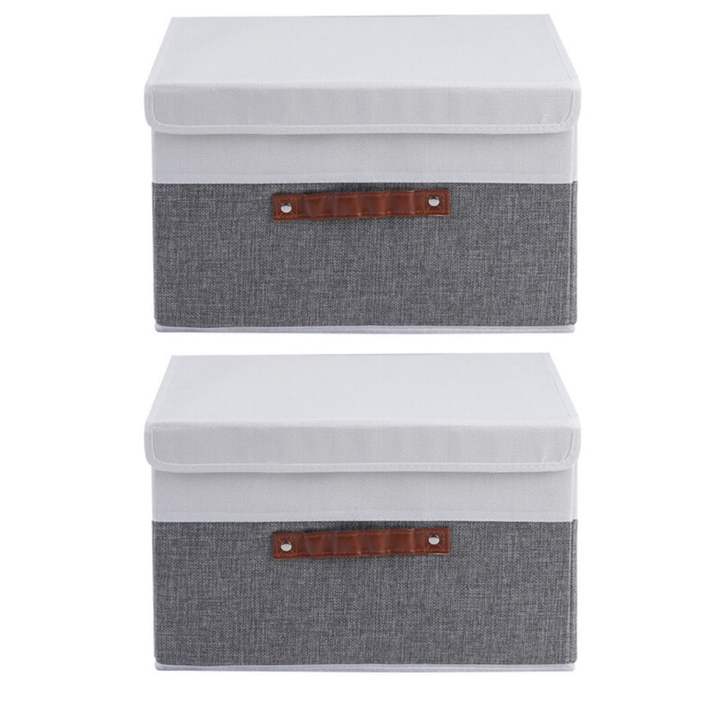 Lot de 2 grandes boîtes de rangement pliables avec couvercles, organisateurs en tissu durables pour vêtements, draps