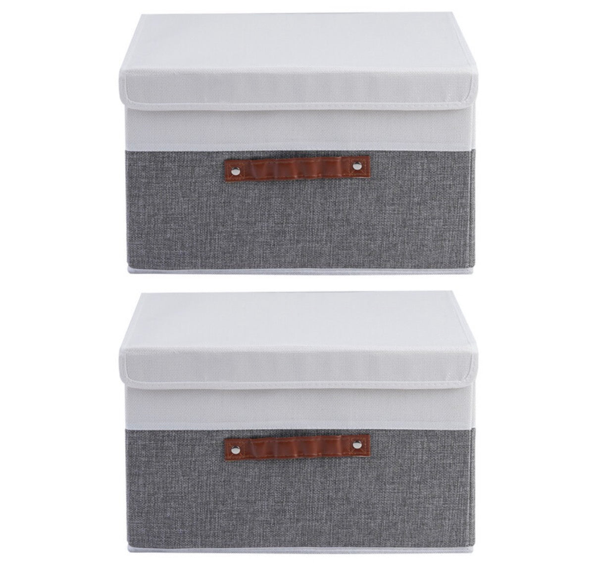 Lot de 2 grandes boîtes de rangement pliables avec couvercles, organisateurs en tissu durables pour vêtements, draps