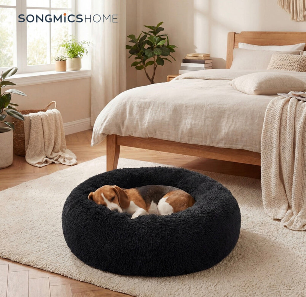 Panier rond pour chien et chat, noir