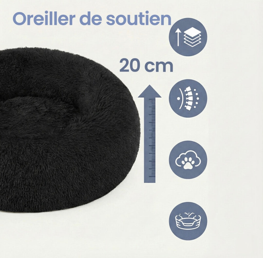 Panier rond pour chien et chat, noir