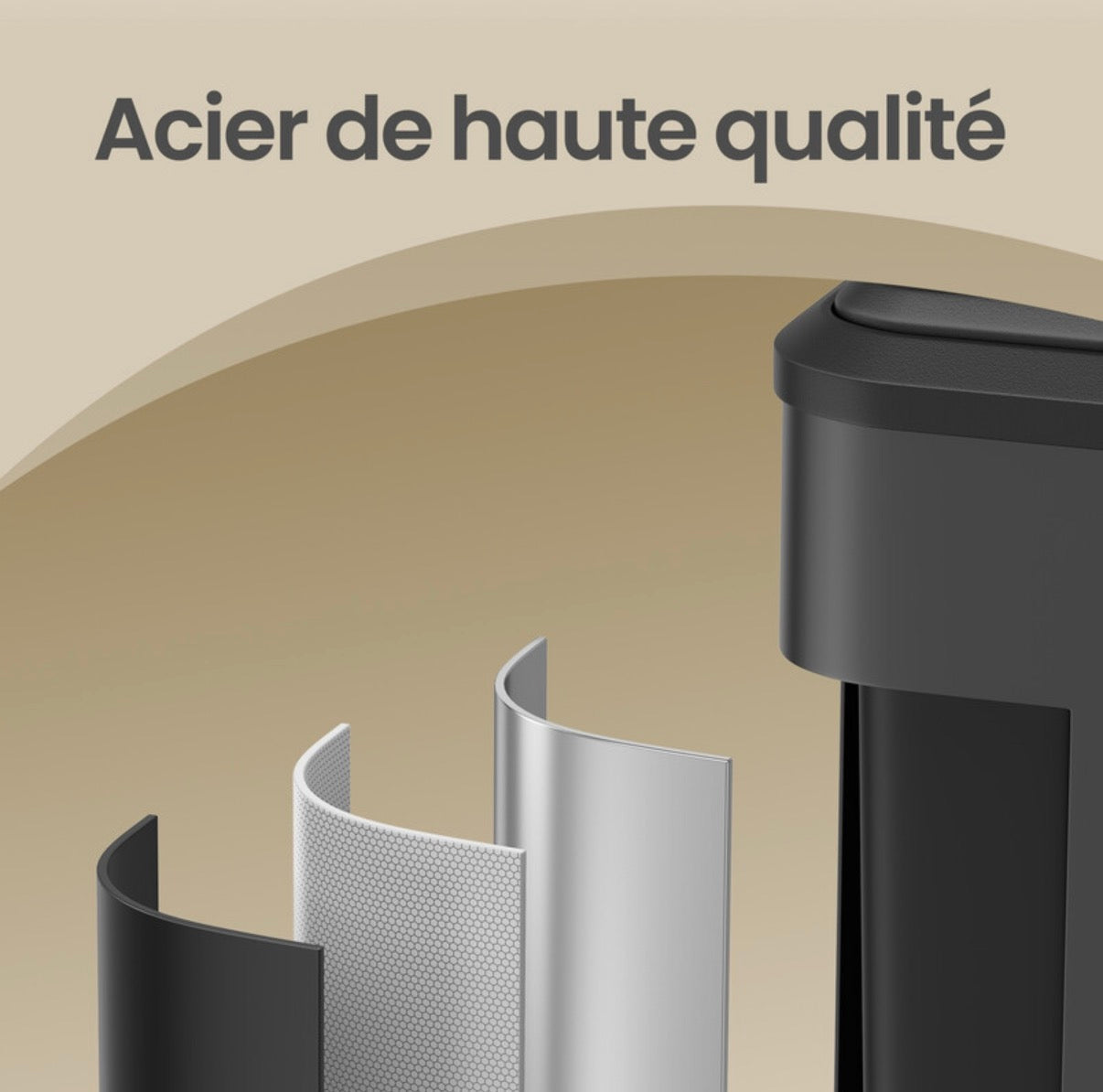 Poubelle de cuisine à 2 compartiments avec couvercle à fermeture douce, poubelle de recyclage en acier avec seaux intérieurs et pédale large, noir