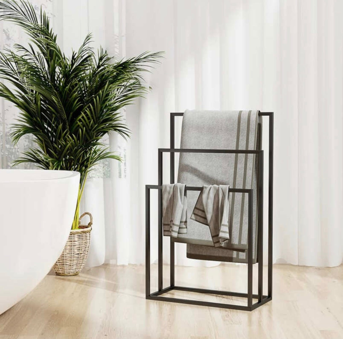 Porte-serviettes en métal noir, double ou triple