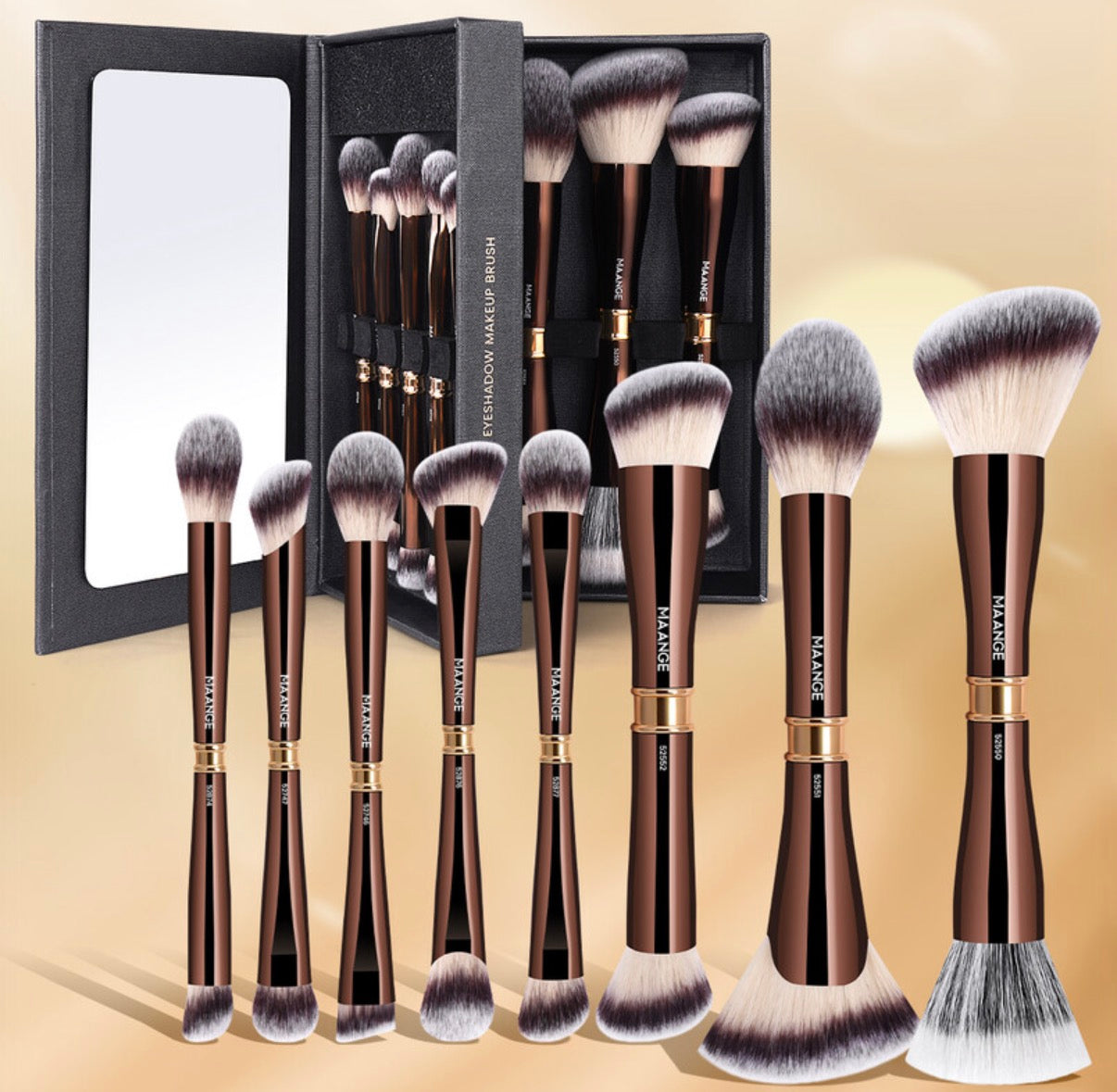 Set de 8 pinceaux pour le visage double embout - Aluminium