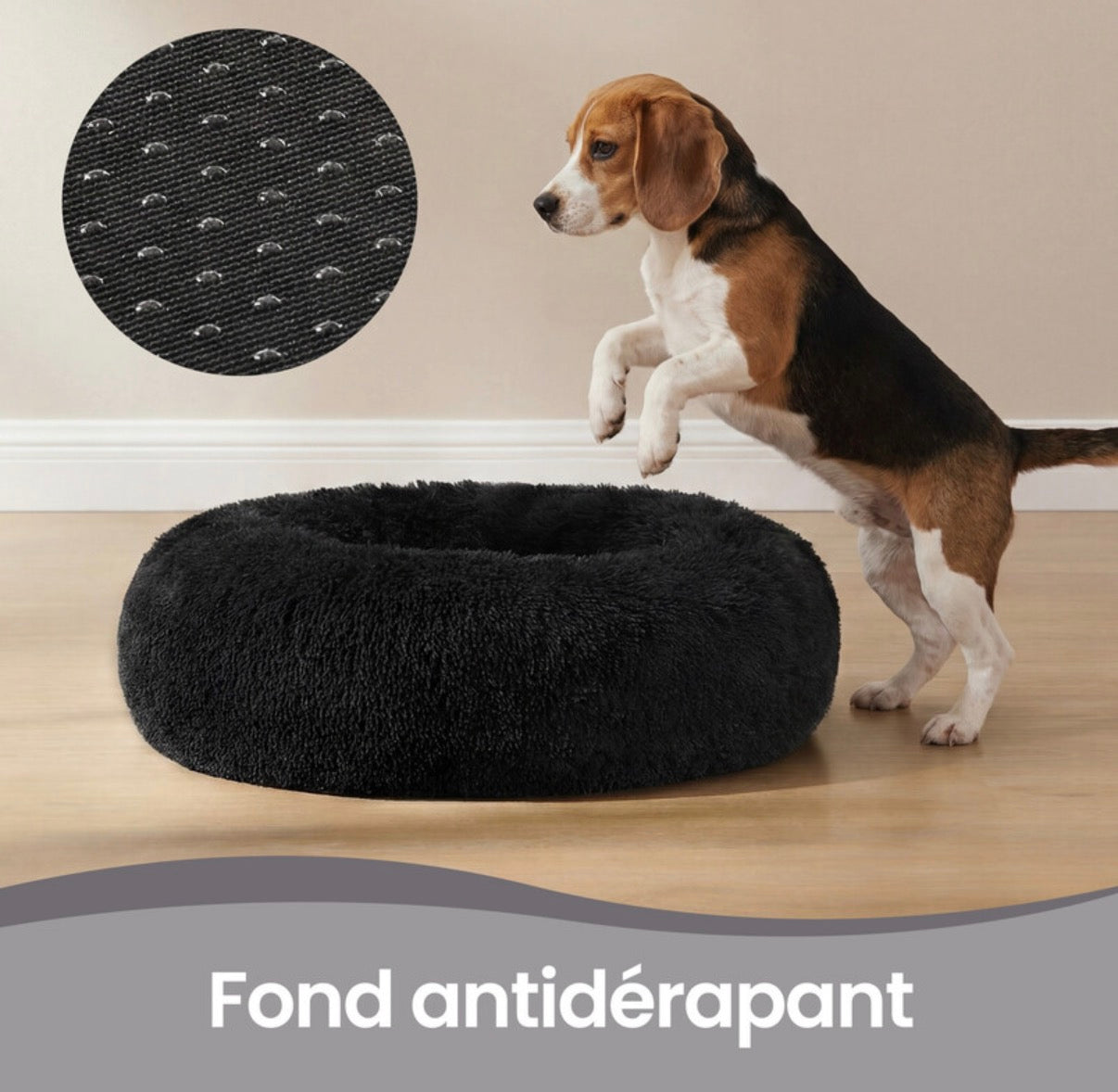Panier rond pour chien et chat, noir