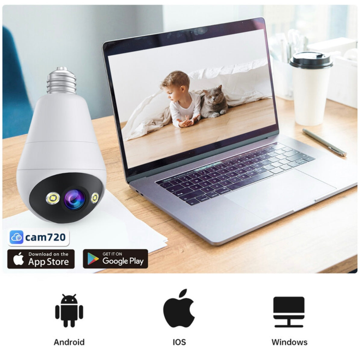 Caméra surveillance Ampoule, Discrète,WIFI