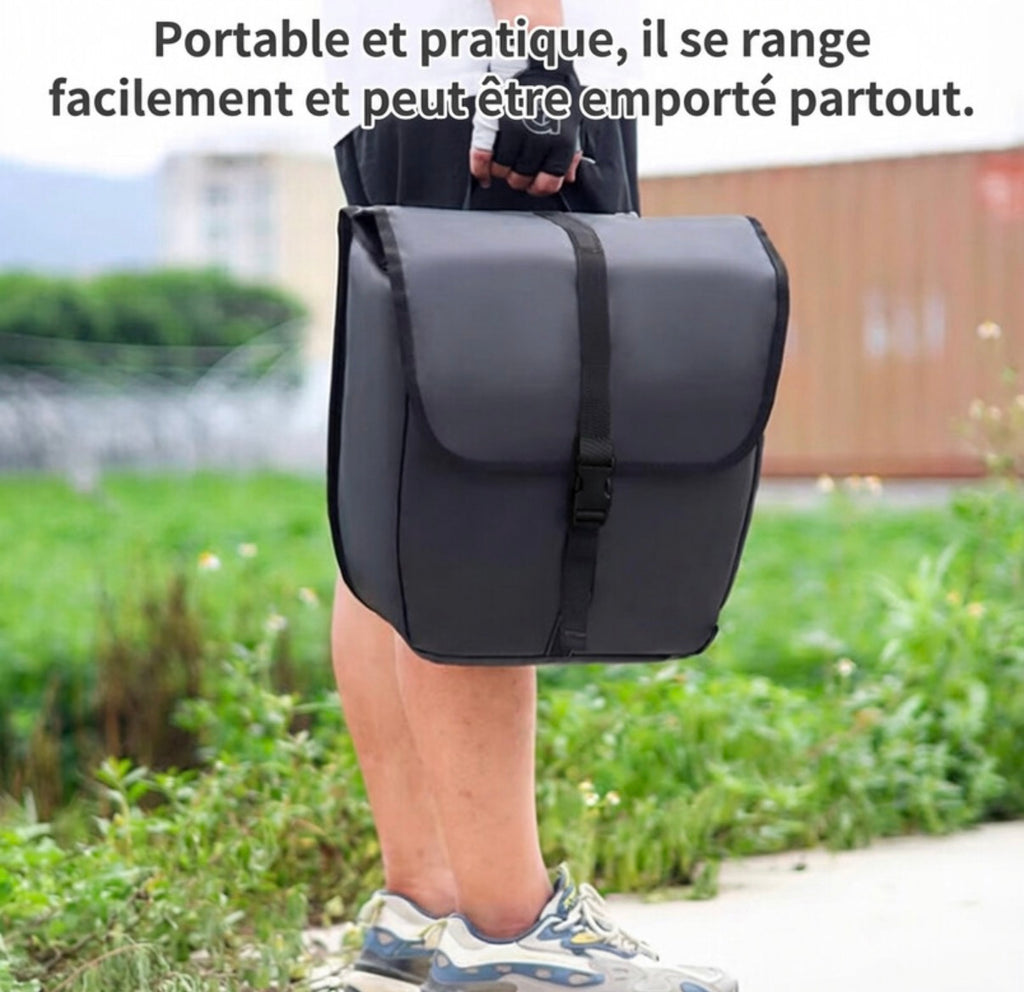 Lot de 2 sacoches de porte-bagages pour vélo, durables, grande capacité, adaptées aux longs trajets - Noir