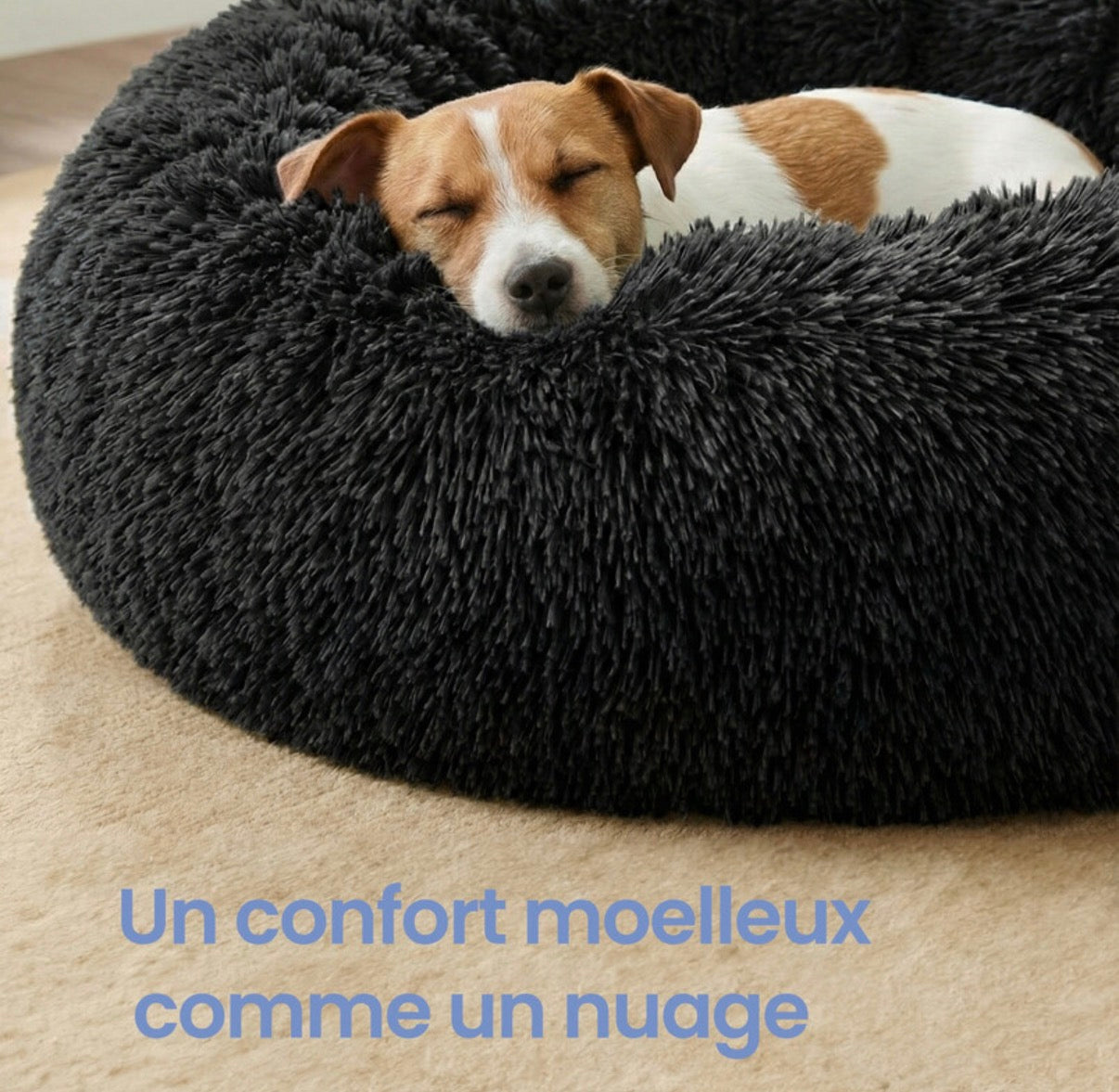 Panier rond pour chien et chat, noir