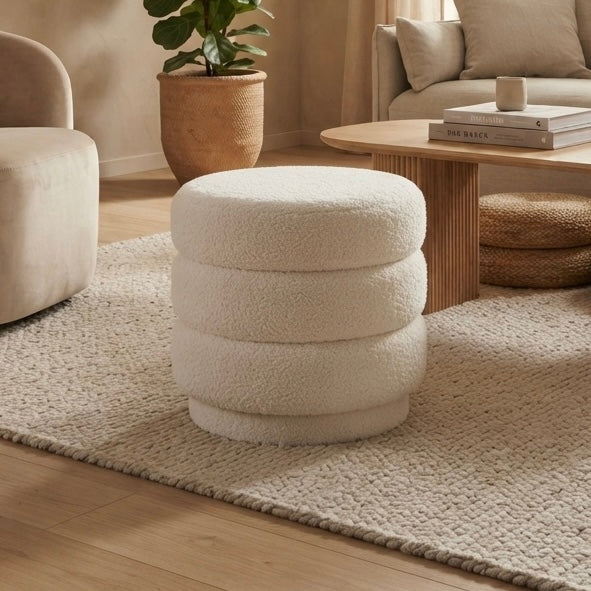 Pouf blanc bouclés 40CM