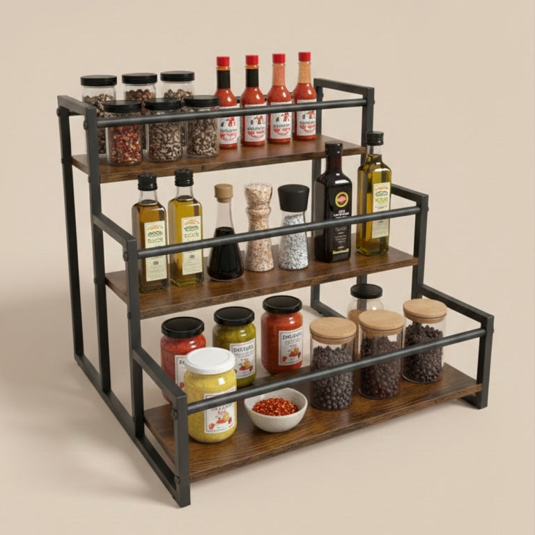 Rangement Cosmétique, condiments en Bois,Métal