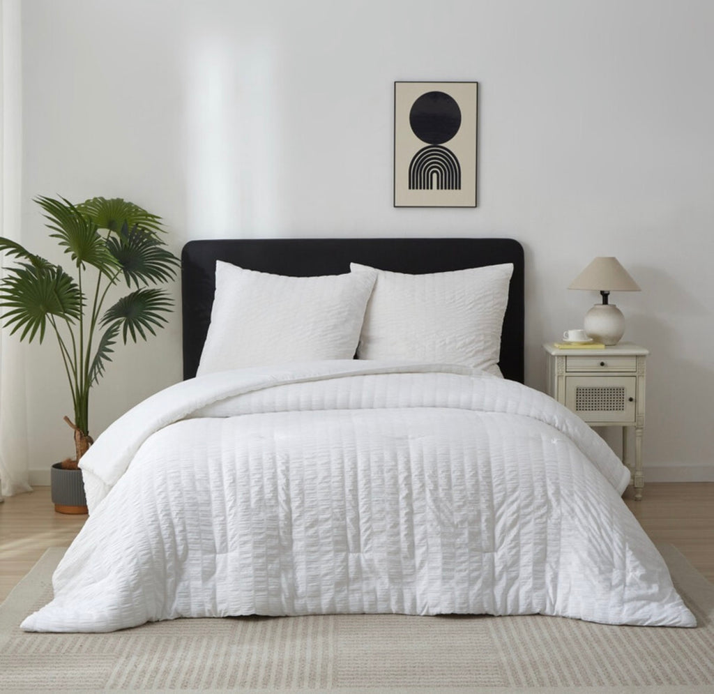 Parure de lit texturée
Seersucker blanc housse de couette, taie d’oreiller