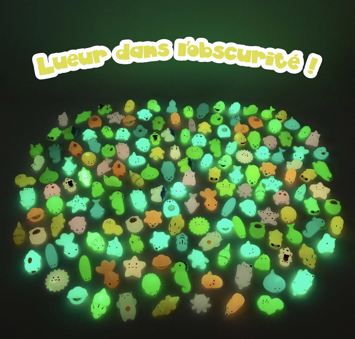 Lot de 10 Squishy animaux ￼Mystère fluorescent