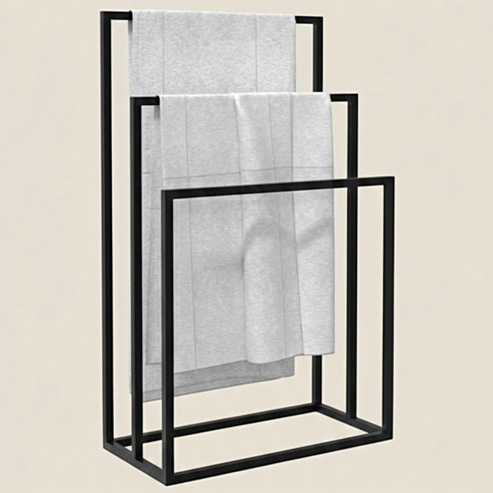 Porte-serviettes en métal noir, double ou triple