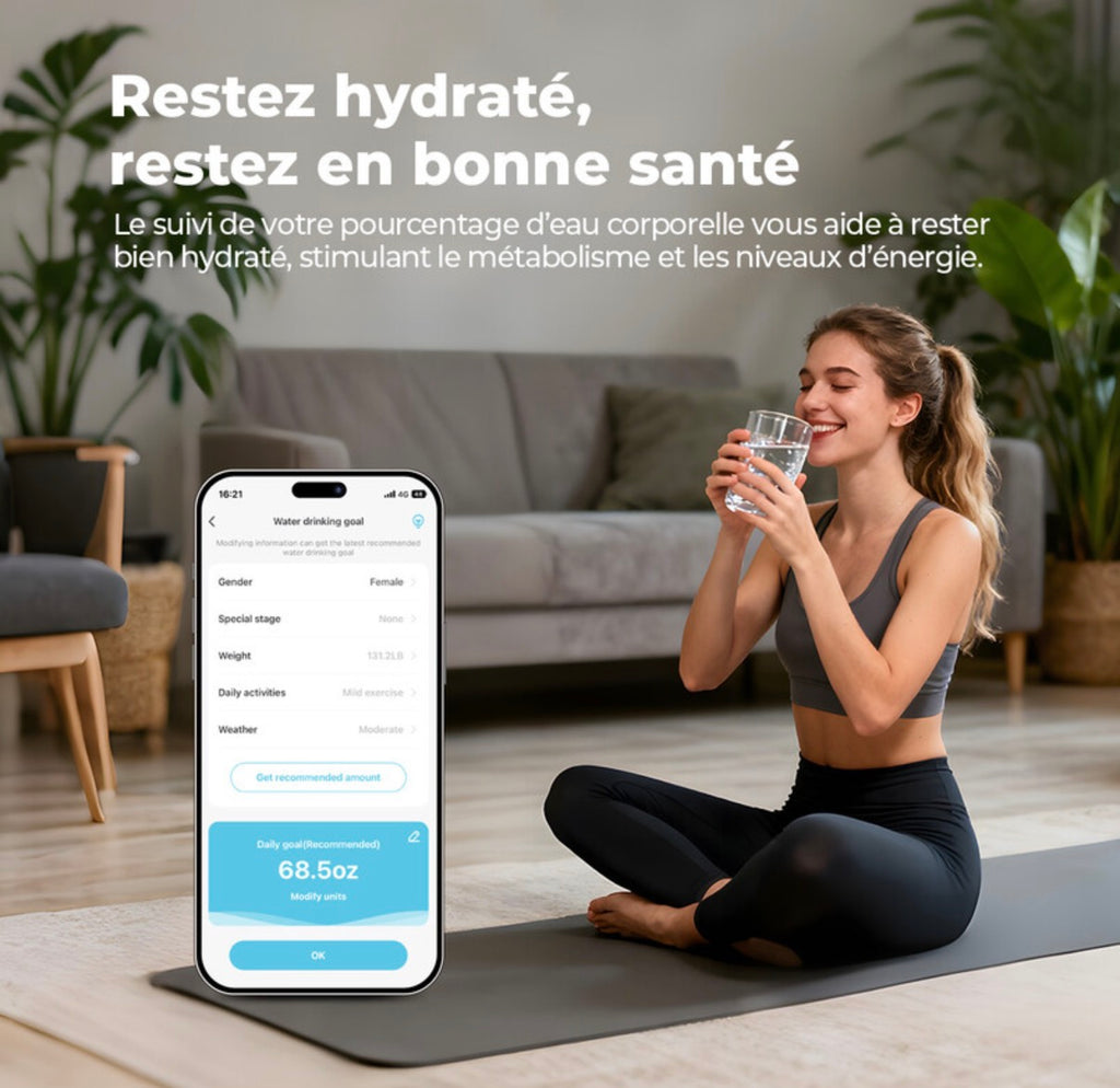 Balance impédancemètre numérique Surveillance de la masse grasse via application Bluetooth, Gestion des données de santé multi-utilisateur, Pesée haute précision, Modèle à piles