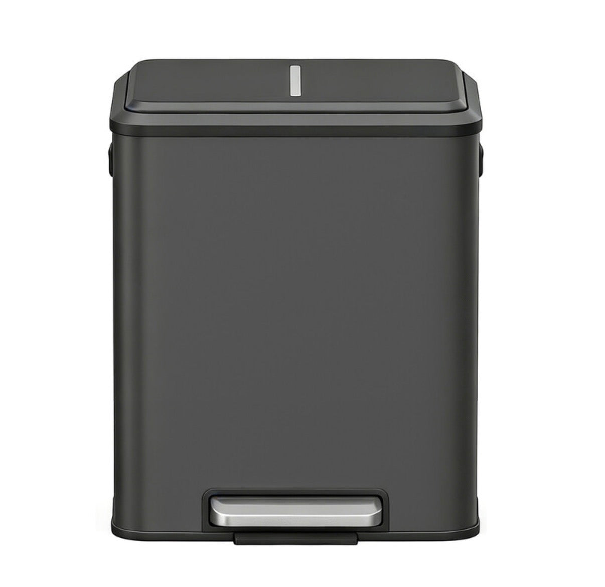 Poubelle de cuisine à 2 compartiments avec couvercle à fermeture douce, poubelle de recyclage en acier avec seaux intérieurs et pédale large, noir