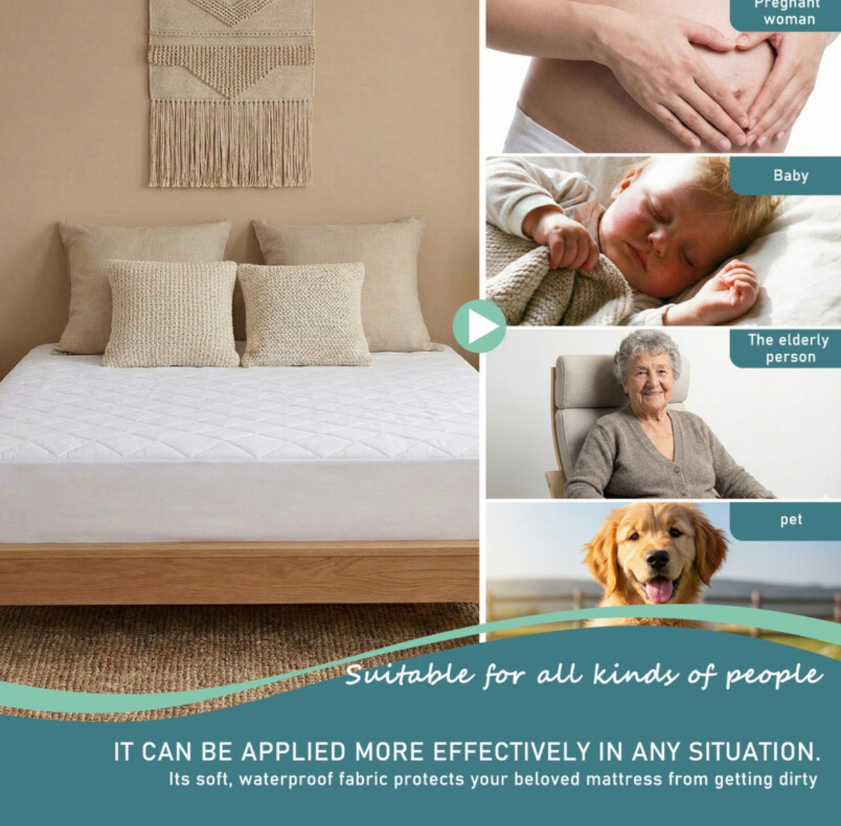Surmatelas et protège-matelas en microfibre, à ourlet élastique, pour matelas d'une hauteur jusqu'à 30 cm, lavable en machine, avec drap-housse, blanc,