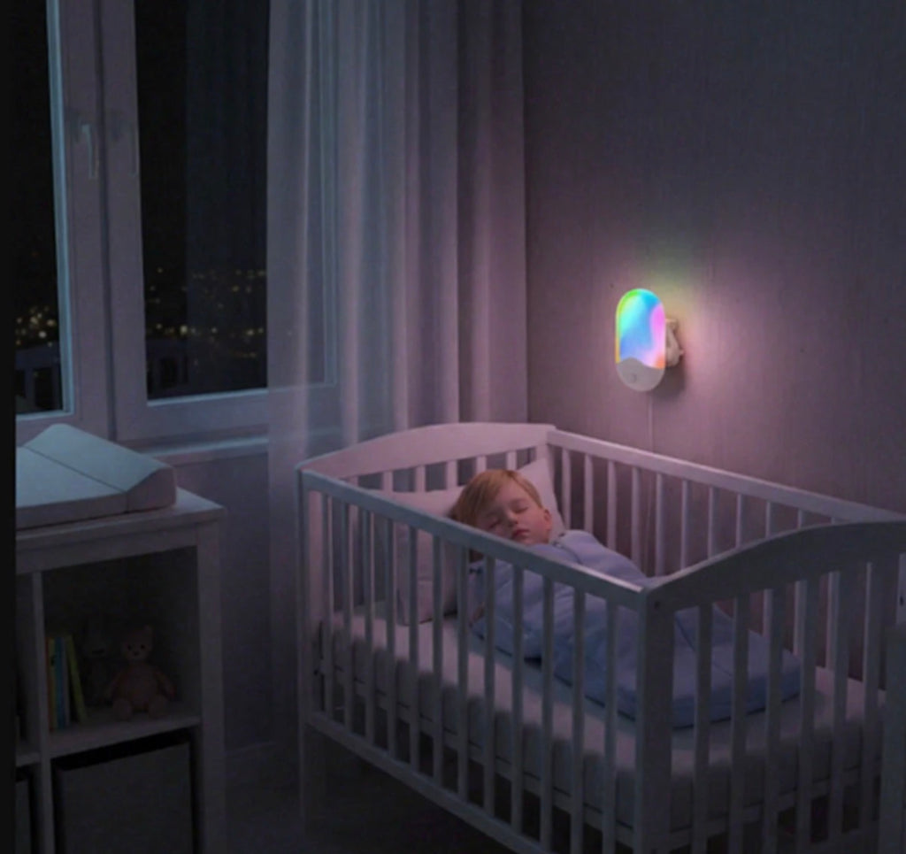 Veilleuse RGB télécommandée, 7 couleurs, SMD LED, 0,5 W, 110-220 V, ABS + métal, fonction de minuterie, pour chambre