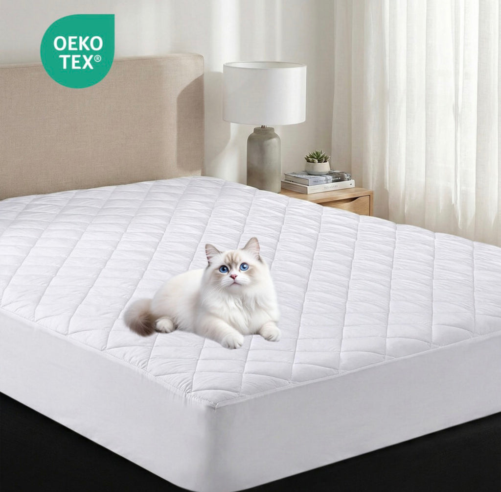 Surmatelas et protège-matelas en microfibre, à ourlet élastique, pour matelas d'une hauteur jusqu'à 30 cm, lavable en machine, avec drap-housse, blanc,
