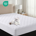 Surmatelas et protège-matelas en microfibre, à ourlet élastique, pour matelas d'une hauteur jusqu'à 30 cm, lavable en machine, avec drap-housse, blanc,