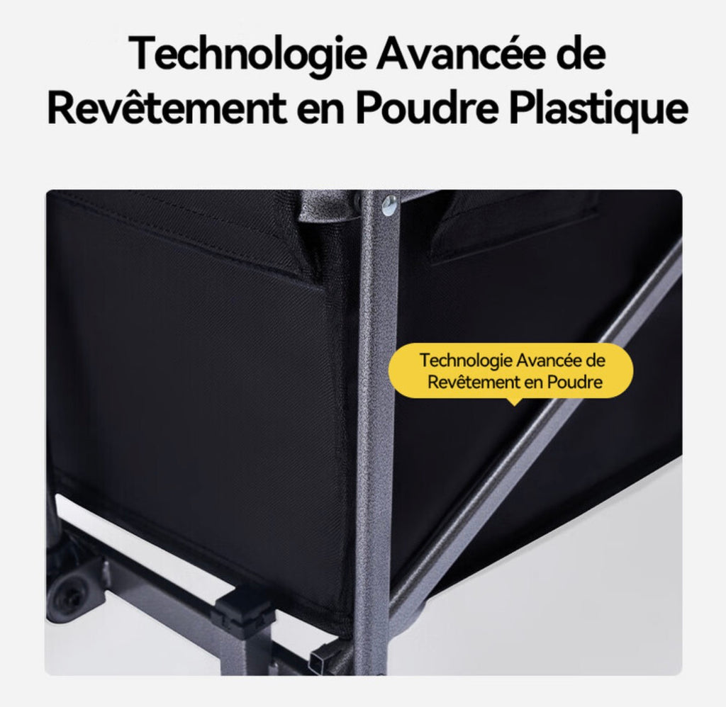 Chariot de Camping Pliable 75L Noir, Charge 100kg, Capacité de Stockage 150L, Tissu Oxford 600D Résistant, Roues Multidirectionnelles, Camping Pique-nique Course