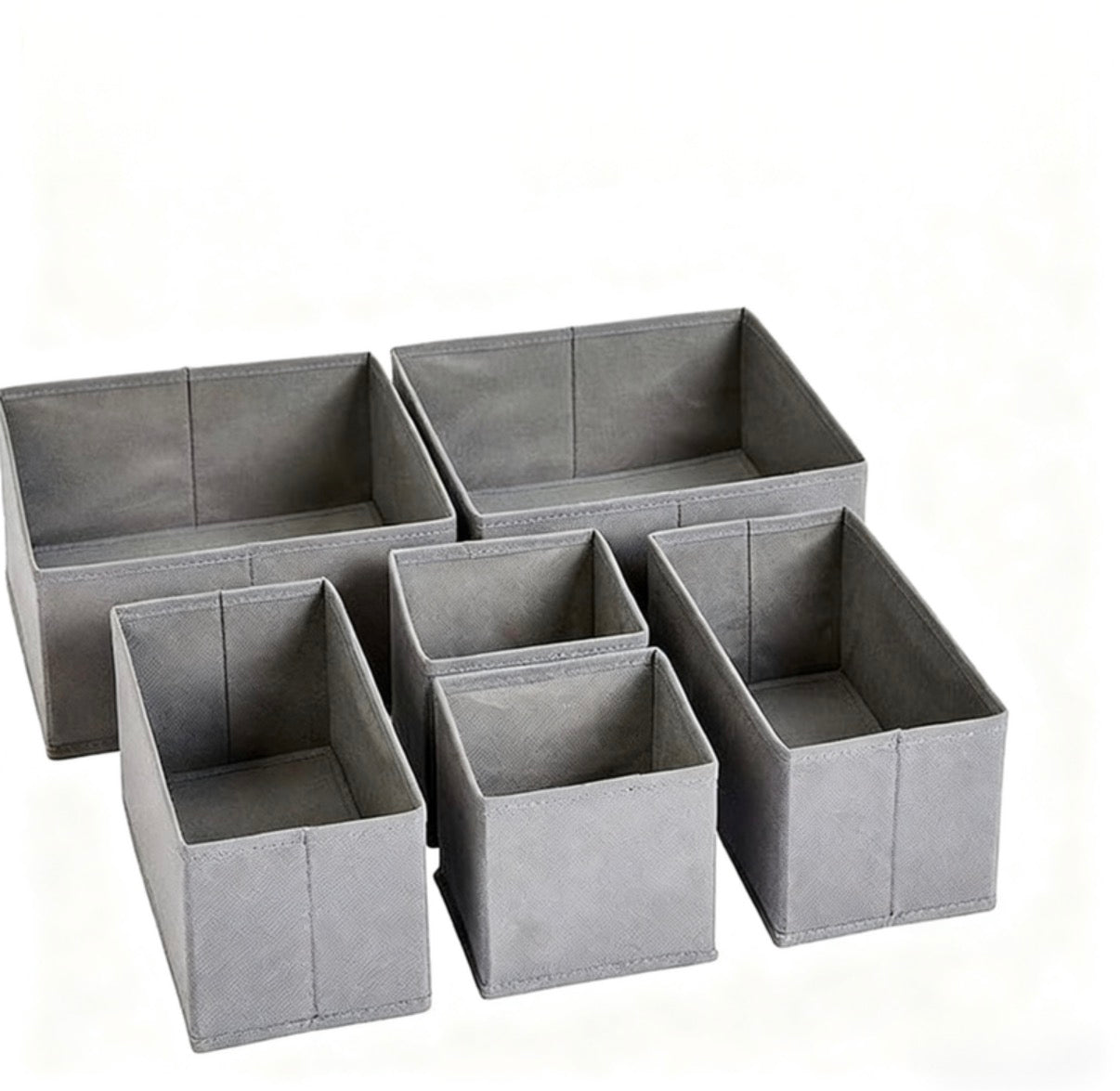 Organisateurs de tiroir en tissu pour chaussettes et sous-vêtements, lot de 6, gris