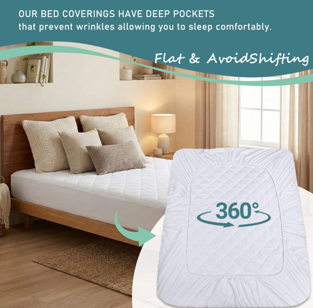 Surmatelas et protège-matelas en microfibre, à ourlet élastique, pour matelas d'une hauteur jusqu'à 30 cm, lavable en machine, avec drap-housse, blanc,