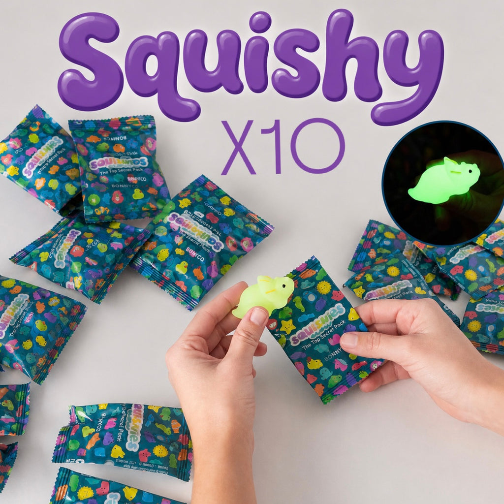 Lot de 10 Squishy animaux ￼Mystère fluorescent