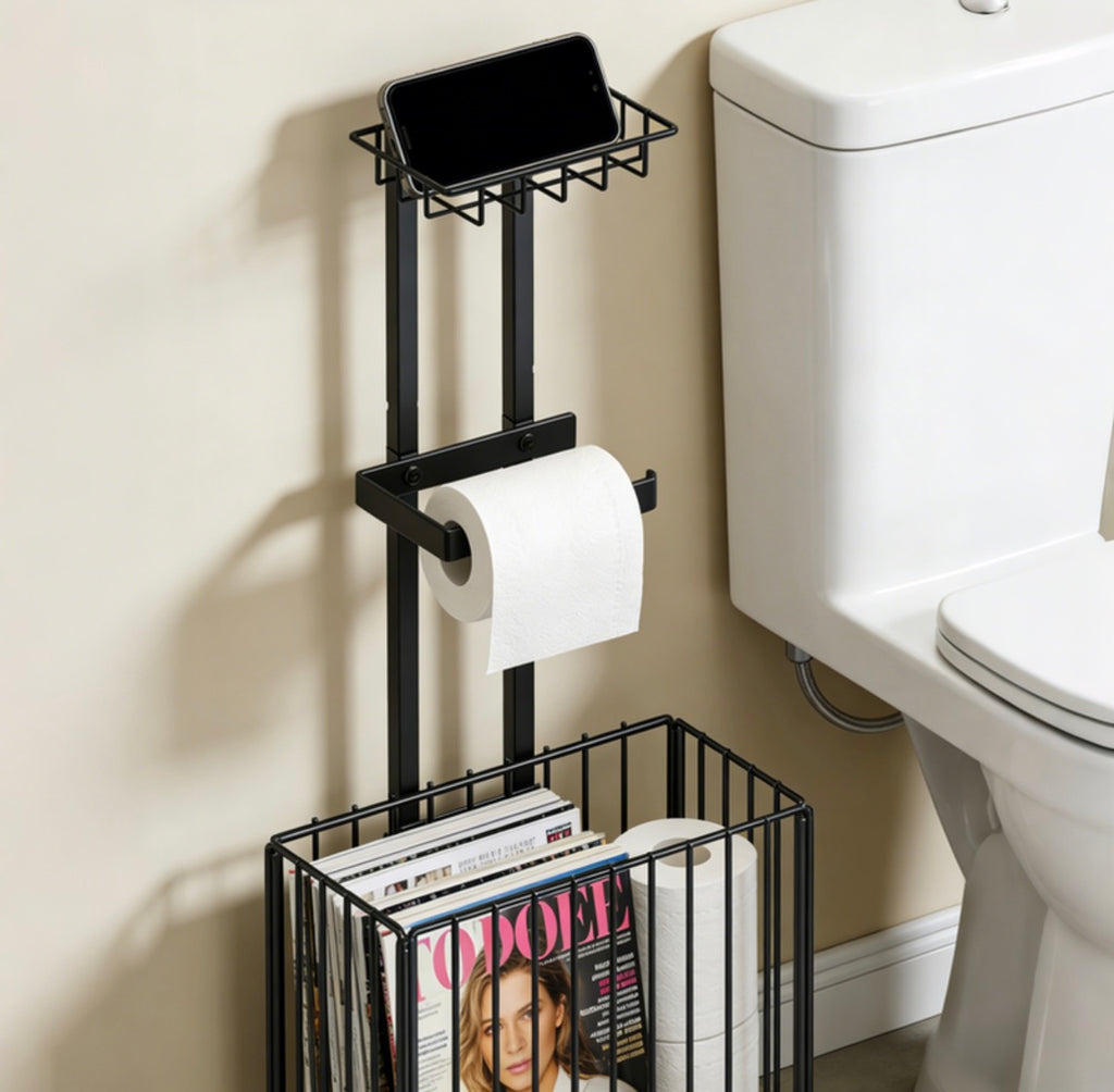 serviteur de WC multifonction en métal noir