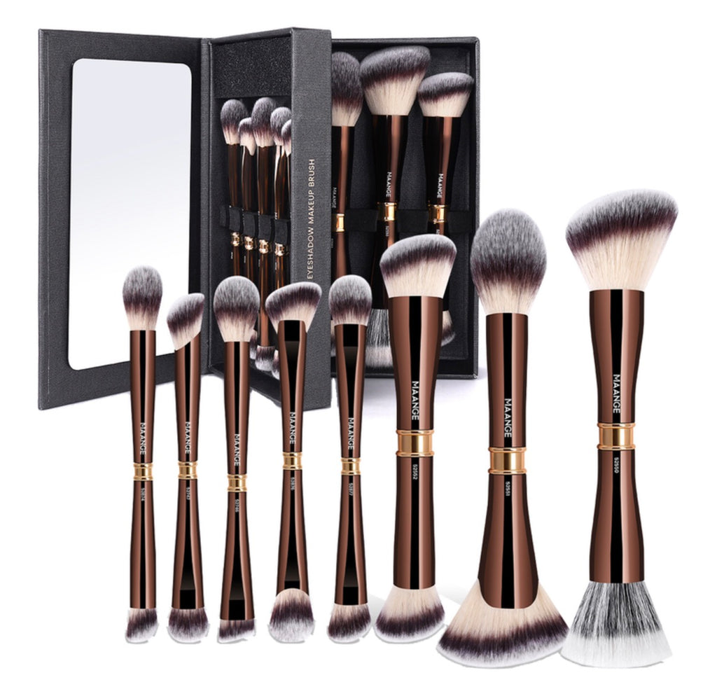 Set de 8 pinceaux pour le visage double embout - Aluminium