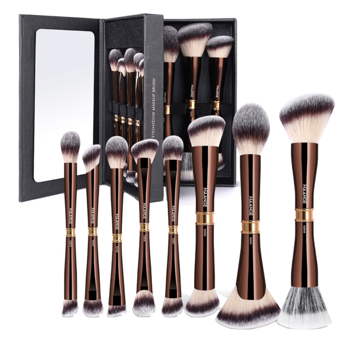 Set de 8 pinceaux pour le visage double embout - Aluminium