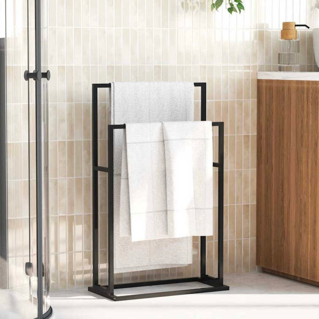 Porte-serviettes en métal noir, double ou triple