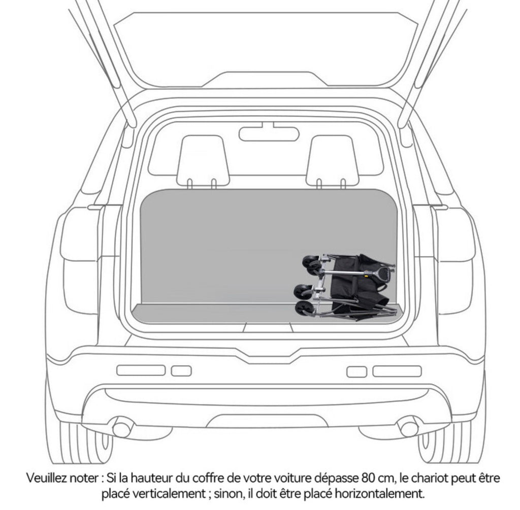 Chariot de Camping Pliable 75L Noir, Charge 100kg, Capacité de Stockage 150L, Tissu Oxford 600D Résistant, Roues Multidirectionnelles, Camping Pique-nique Course