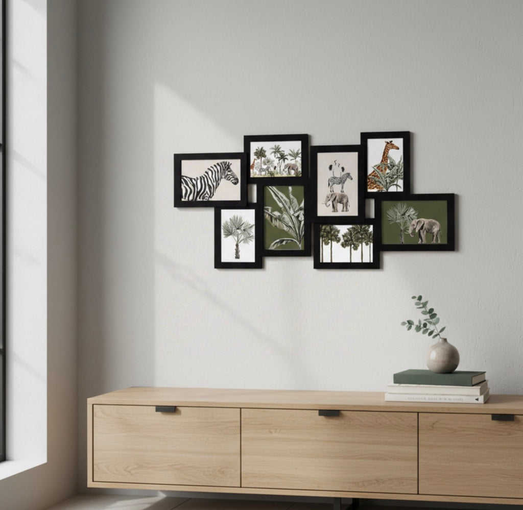 8 cadres photos Cali en plastique noir