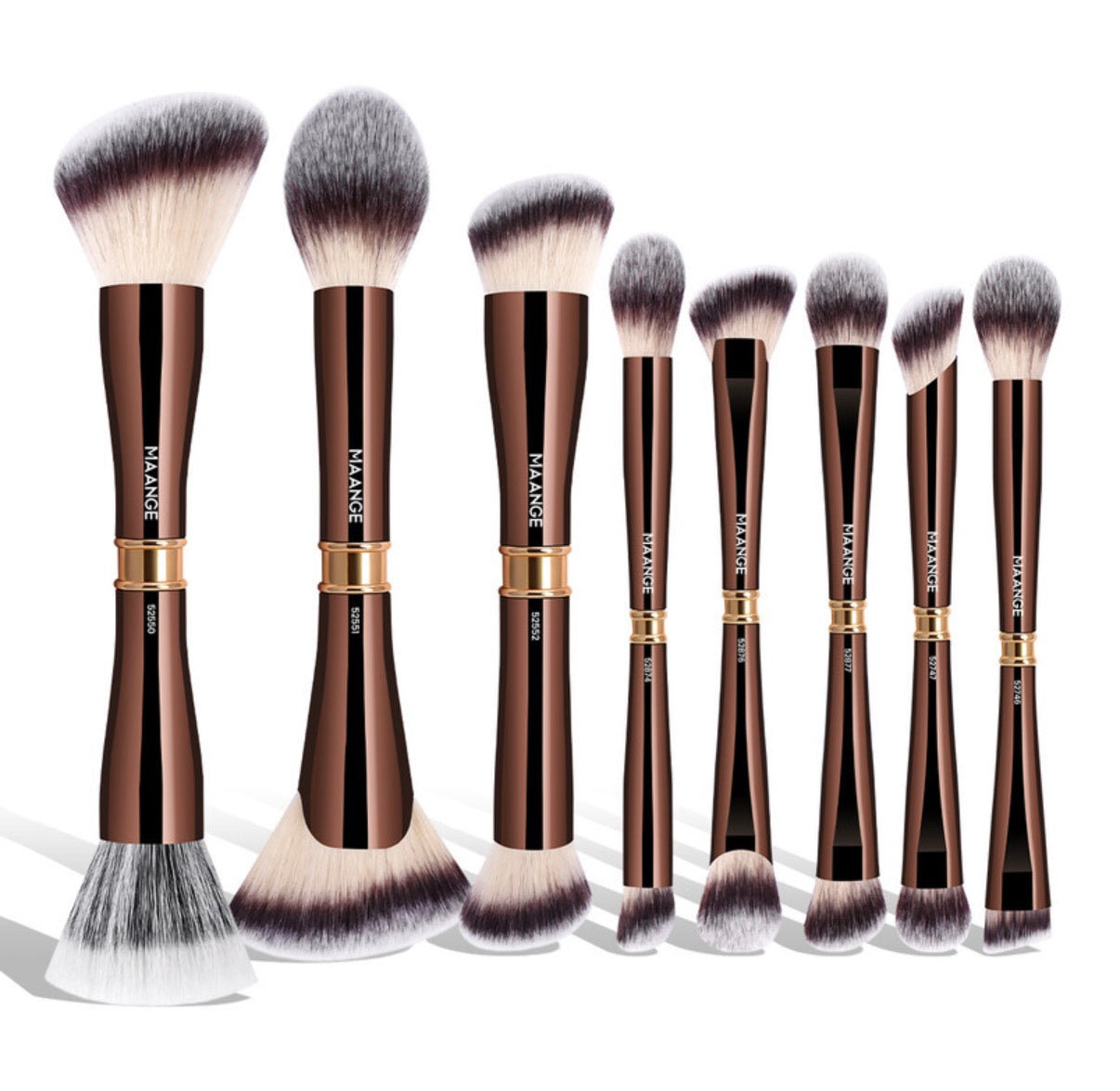 Set de 8 pinceaux pour le visage double embout - Aluminium