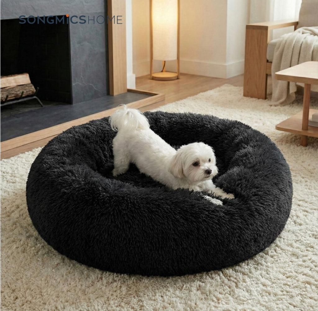 Panier rond pour chien et chat, noir