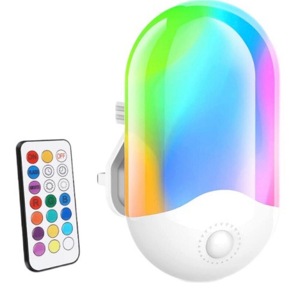 Veilleuse RGB télécommandée, 7 couleurs, SMD LED, 0,5 W, 110-220 V, ABS + métal, fonction de minuterie, pour chambre