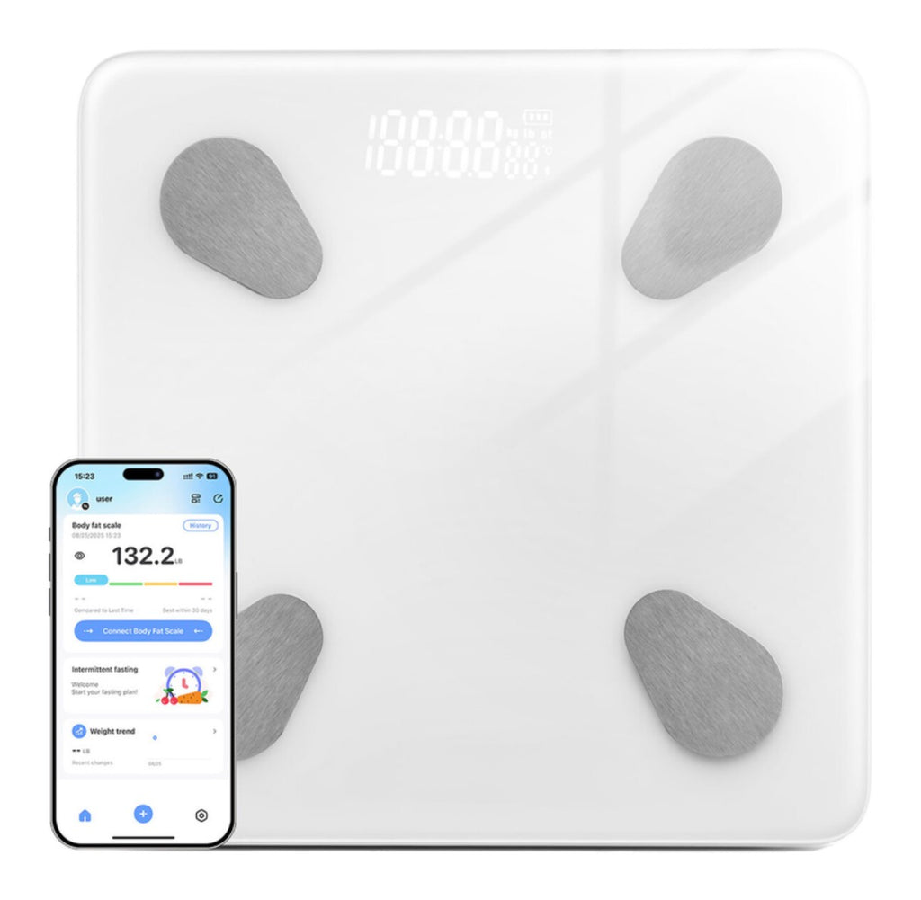 Balance impédancemètre numérique Surveillance de la masse grasse via application Bluetooth, Gestion des données de santé multi-utilisateur, Pesée haute précision, Modèle à piles