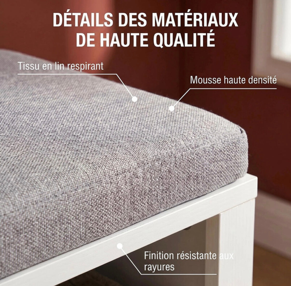 Banc à chaussures avec assise, meuble à chaussures avec banc et 12 compartiments, banc d'entrée avec étagères réglables pour le salon, la chambre ou le couloir, blanc et gris