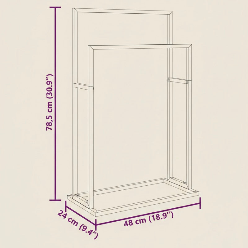 Porte-serviettes en métal noir, double ou triple