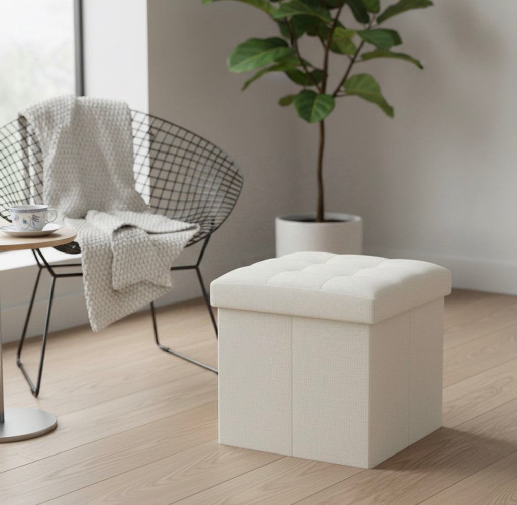 Pouf pliable beige