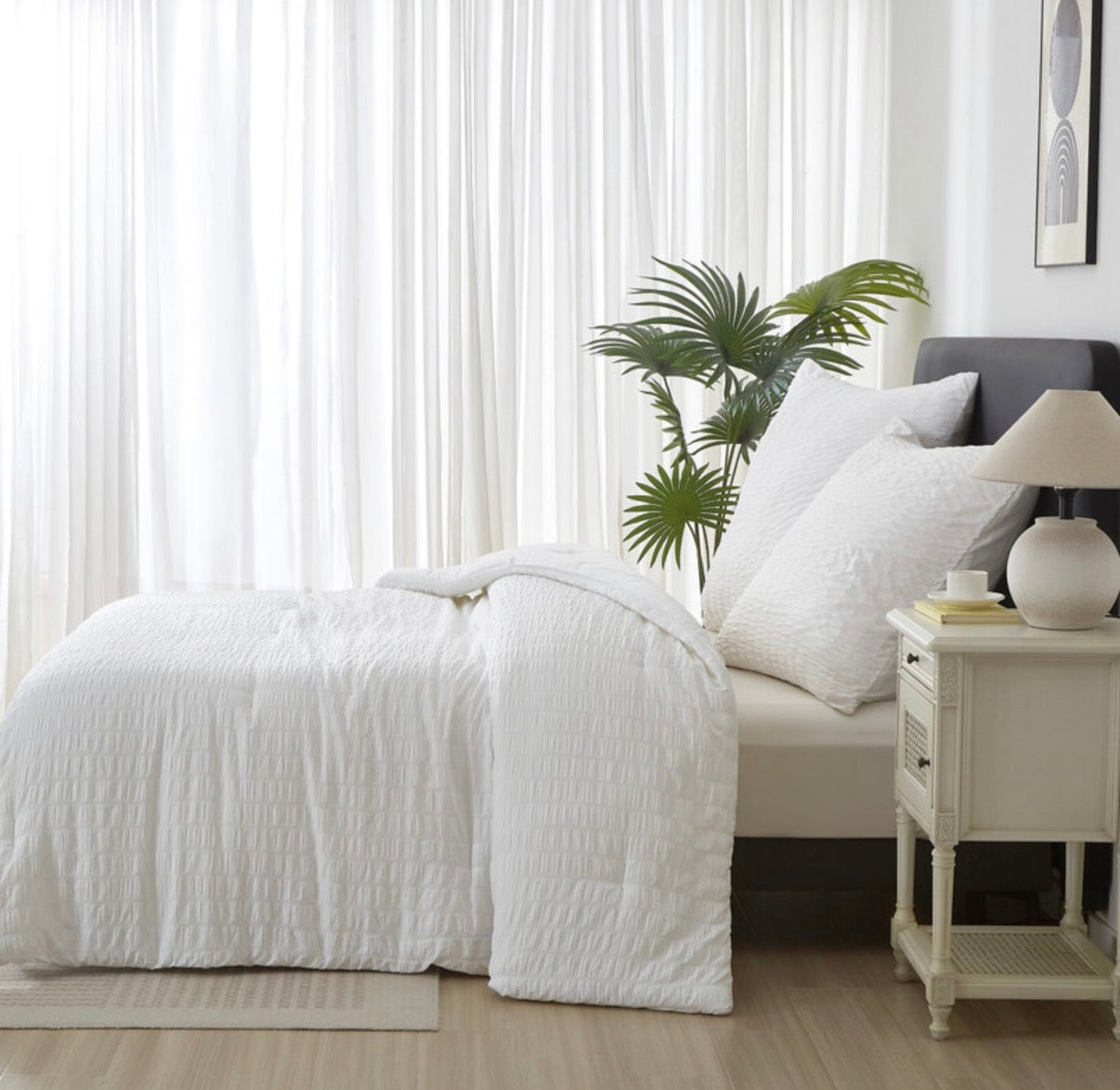 Parure de lit texturée
Seersucker blanc housse de couette, taie d’oreiller