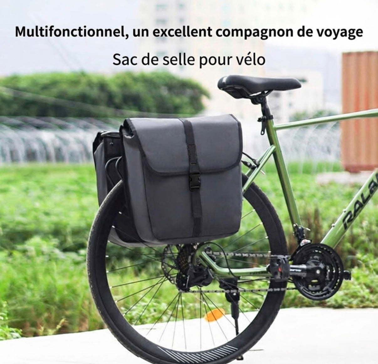 Lot de 2 sacoches de porte-bagages pour vélo, durables, grande capacité, adaptées aux longs trajets - Noir