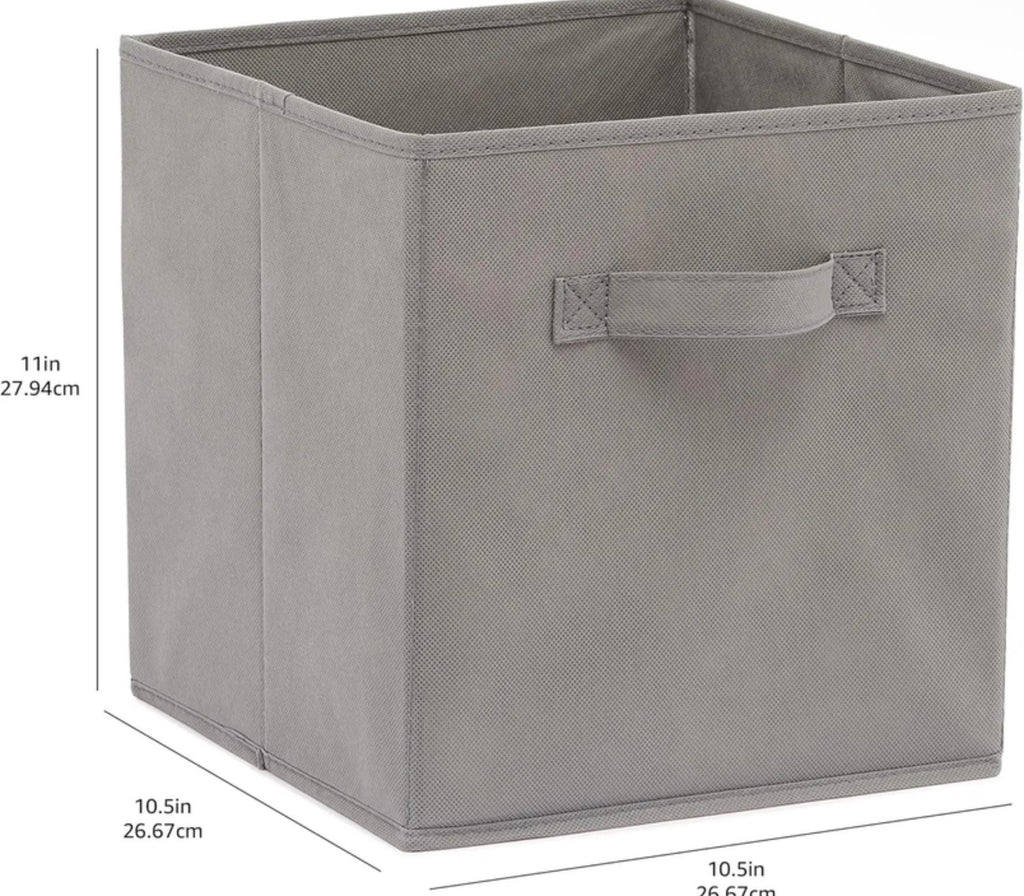 Lot de 6 Boîtes de Rangement Pliables en Tissu avec Poignées, Beige ou gris. 10.5 × 10.5 x 11 pouces