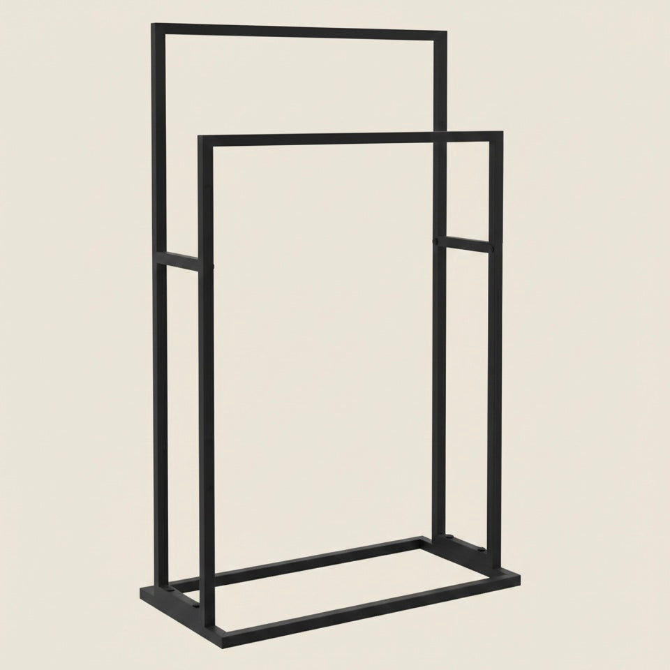 Porte-serviettes en métal noir, double ou triple