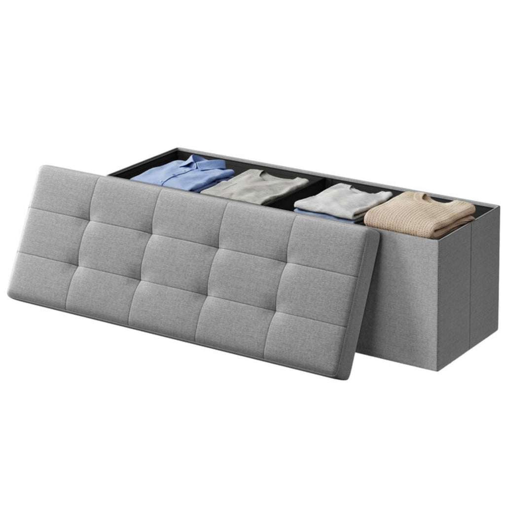 Banc de Rangement
Pliable, Longueur 110 cm, Montage Facile, pour Salon, Chambre, Entrée, Gris Clair